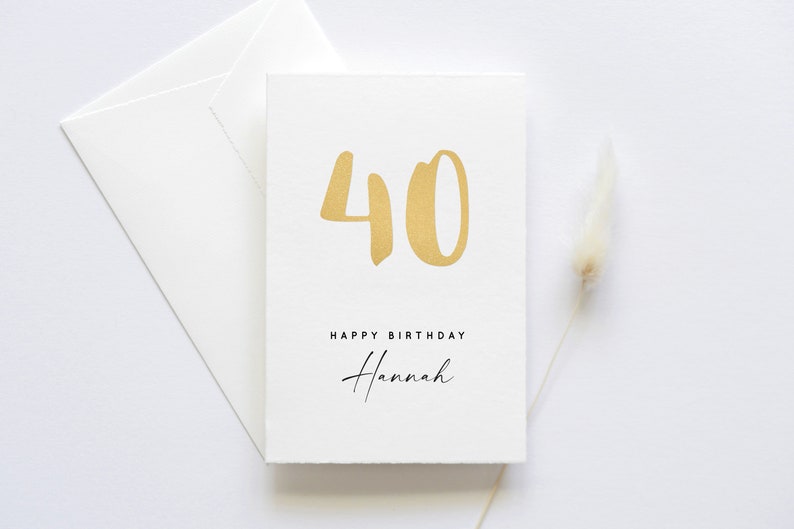Personalisierte Geburtstagskarte mit Zahl und Name Happy Birthday Karte, Herzlichen Glückwunsch, Alles Liebe, Gold, Silber, Rot Gold
