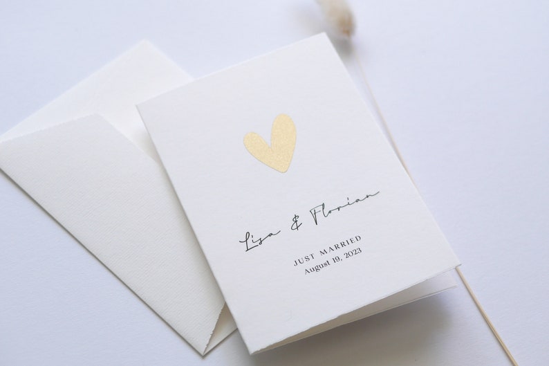 Just Married - Personalisierte Karte zur Hochzeit - Veredelt mit Herz und individuellem Text image 3