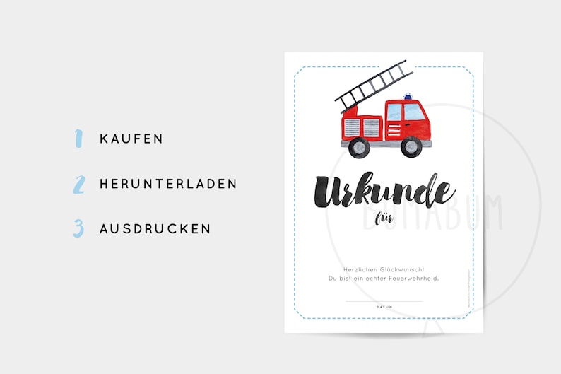 Feuerwehr Urkunde Kindergeburtstag, personalisierbar PDF Download zum sofortigen Verwenden image 2