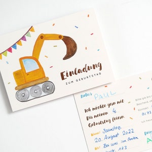 Einladung Bagger Geburtstag Kindergeburtstag, Einladungskarte, Geburtstagseinladung Bild 6
