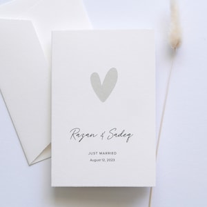 Just Married - Personalisierte Karte zur Hochzeit - Veredelt mit Herz und individuellem Text Silver