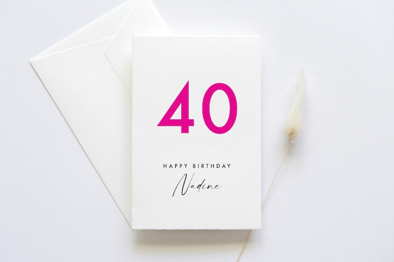 Personalisierte Geburtstagskarte farbig, mit Name und Zahl Happy Birthday Karte, Grün, Pink, Rosa, Blau Pink