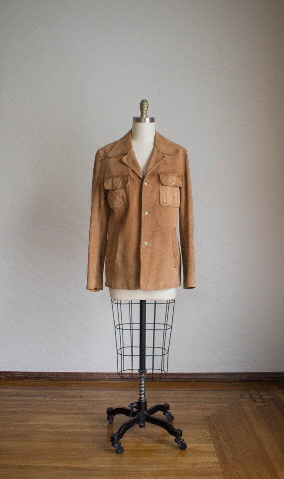 Vintage Suede Men’s Shirt Jacket/ Earthy Rugged Su