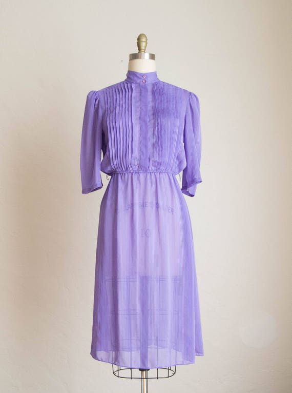 Vintage 80's Lavender Sheer Pinstriped Secretary D