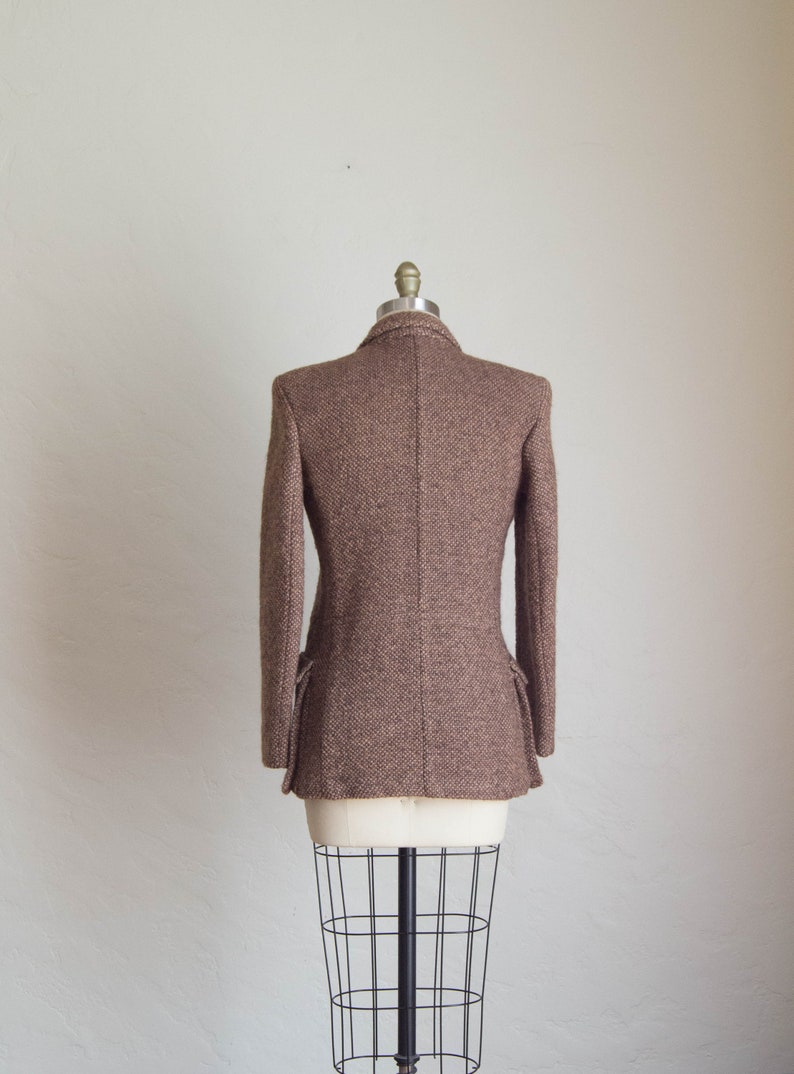Vintage Tan /& Brown Wool Blazer Fitted Wool Blazer Warm Winter Blazer Textured Wool Jacket Vintage Holiday Gift