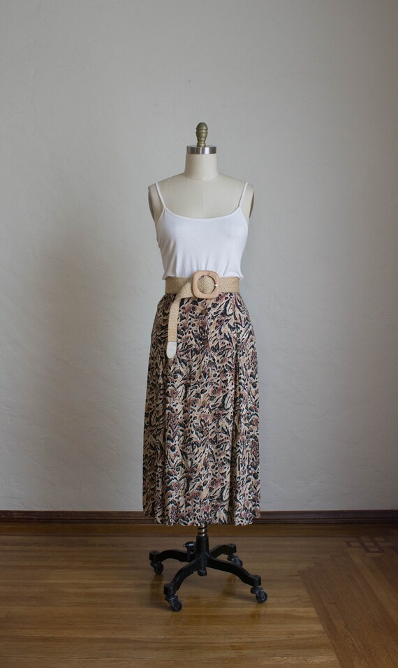 Vintage 90's Abstract Print Skirt/ Bohemian Button