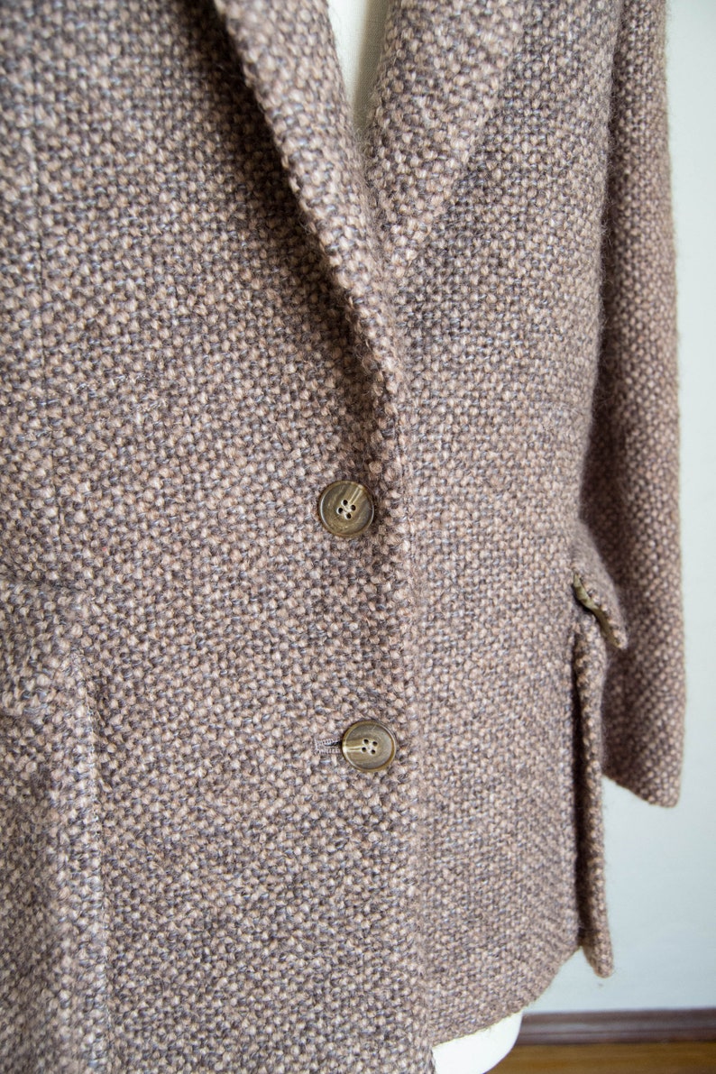 Vintage Tan /& Brown Wool Blazer Fitted Wool Blazer Warm Winter Blazer Textured Wool Jacket Vintage Holiday Gift