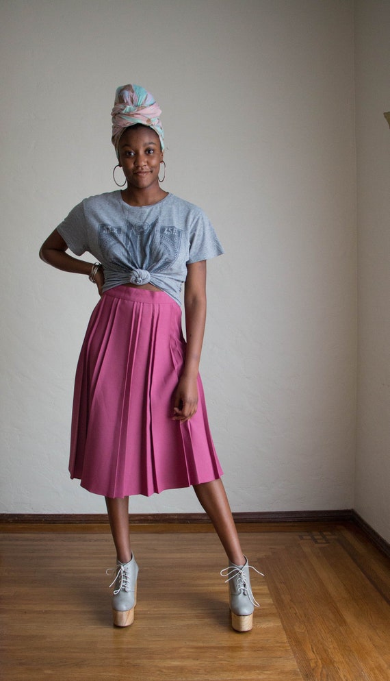 Vintage Pleated Skirt/ Mauve Pleated Skirt/Vintage