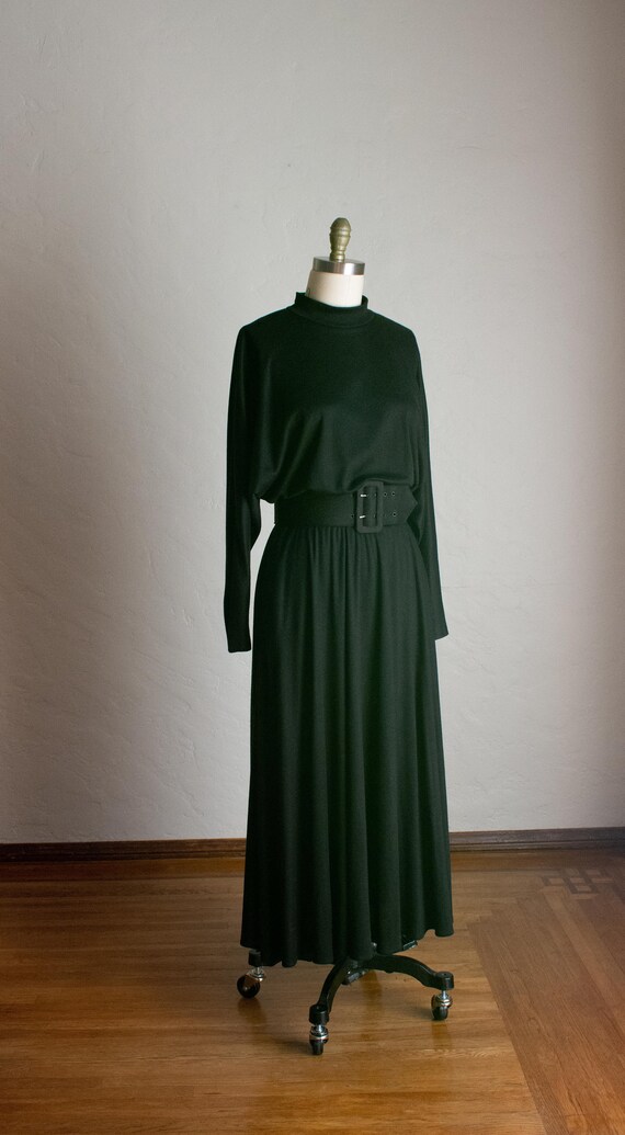 80's Black Long Sleeve Mock Turtleneck Dress