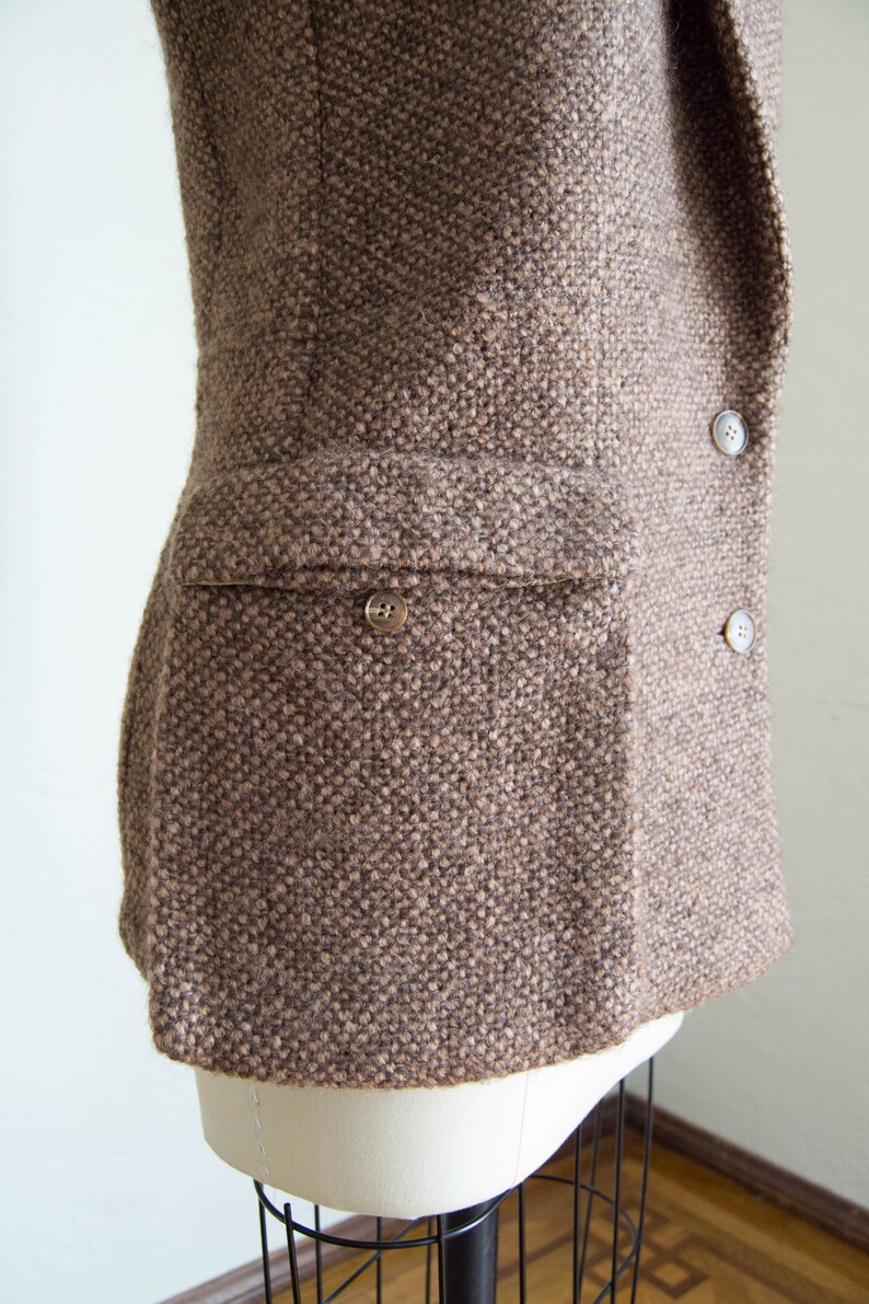 Vintage Tan /& Brown Wool Blazer Fitted Wool Blazer Warm Winter Blazer Textured Wool Jacket Vintage Holiday Gift