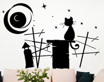 Cat Wall Decal, Cat Wall Art, Cat Wall Sticker.