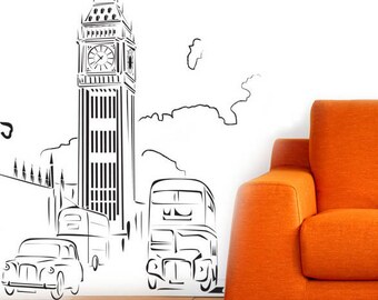 London Wall Sticker. London Wall Art. Big Ben Wall Decor.