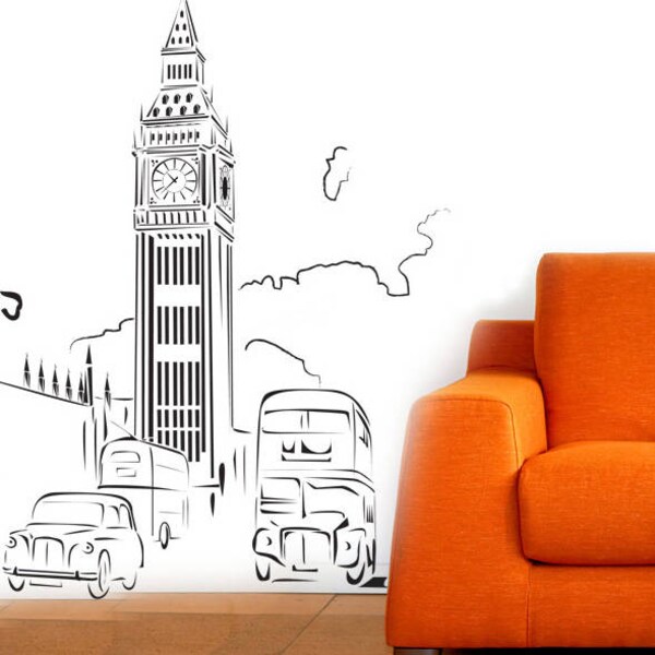 London Wall Sticker. London Wall Art. Big Ben Wall Decor.