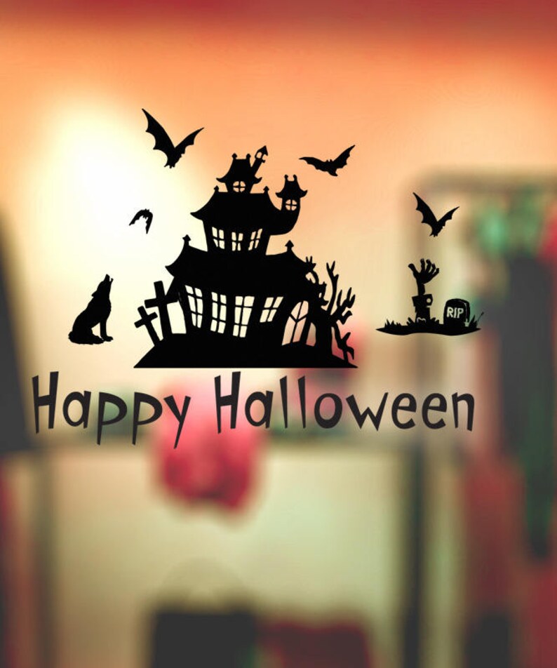 Halloween Window Decals Halloween Decoration Shop Window Etsy