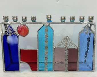 Art Glass Jerusalem Inspired Menorah Made in Israel