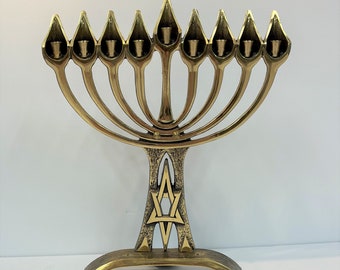 Beautifully Detailed Brass Menorah Made in Israel
