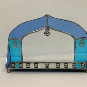 Hand Made Art Glass Menorah by Anat Brigg Made in Israel
