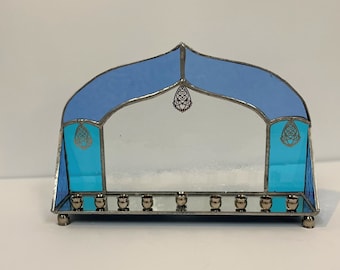 Hand Made Art Glass Menorah by Anat Brigg Made in Israel