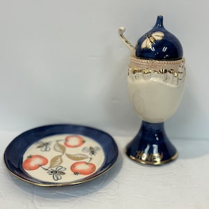 Hand Made Jerusalem Inspired Honey Set by Reida in Blue and Gold Made in Israel