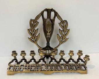 Vintage Brass Menorah Made in Israel by Oppenheim