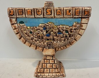 Beautifully Handcrafted Menorah with Jerusalem Design Made in Israel