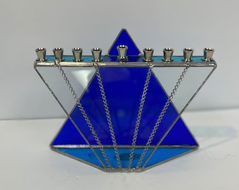 3-Dimensional Glass and Metal Menorah by Anat Brigg