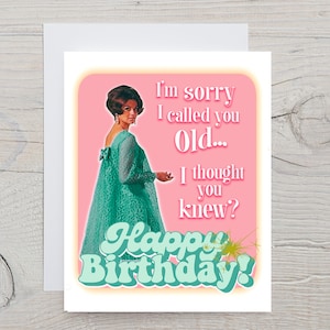 Carte d'anniversaire drôle, carte d'anniversaire femme drôle, carte d'anniversaire amitié drôle, carte d'anniversaire sarcastique, cartes rétro, cartes d'anniversaire rétro,