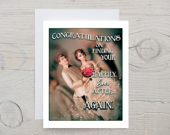Funny Second Marriage Card, Retro Wedding Cake Topper