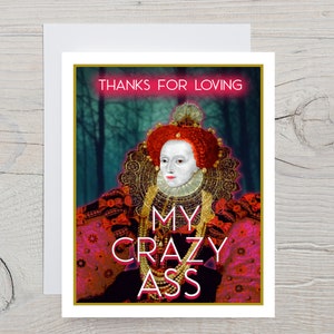 Grappige vriendschapskaart, grappige liefdeskaart, Tudor-kaarten, koningin Elizabeth-kaart, koninklijke kaarten, lgbtq-kaarten, grappige vriendjeskaart,