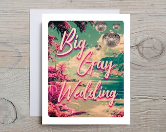 Carte de mariage gay, carte de mariage gay rétro, cartes LGBTQ, cartes gay, cartes de mariage rétro, cartes de mariage lesbien