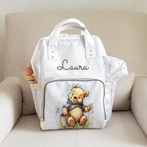 Personalized Diaper Bag Backpack Multifunctional Winnie The Pooh Bag Neutral Baby Gift Classic Pooh Custom Multifunctional Diaper Backpack