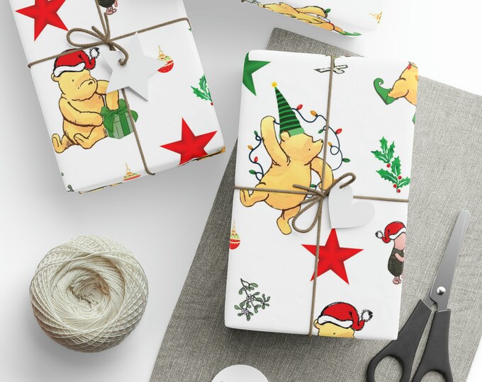 Classic Winnie the Pooh Wrapping Paper Christmas Themed Paper Roll