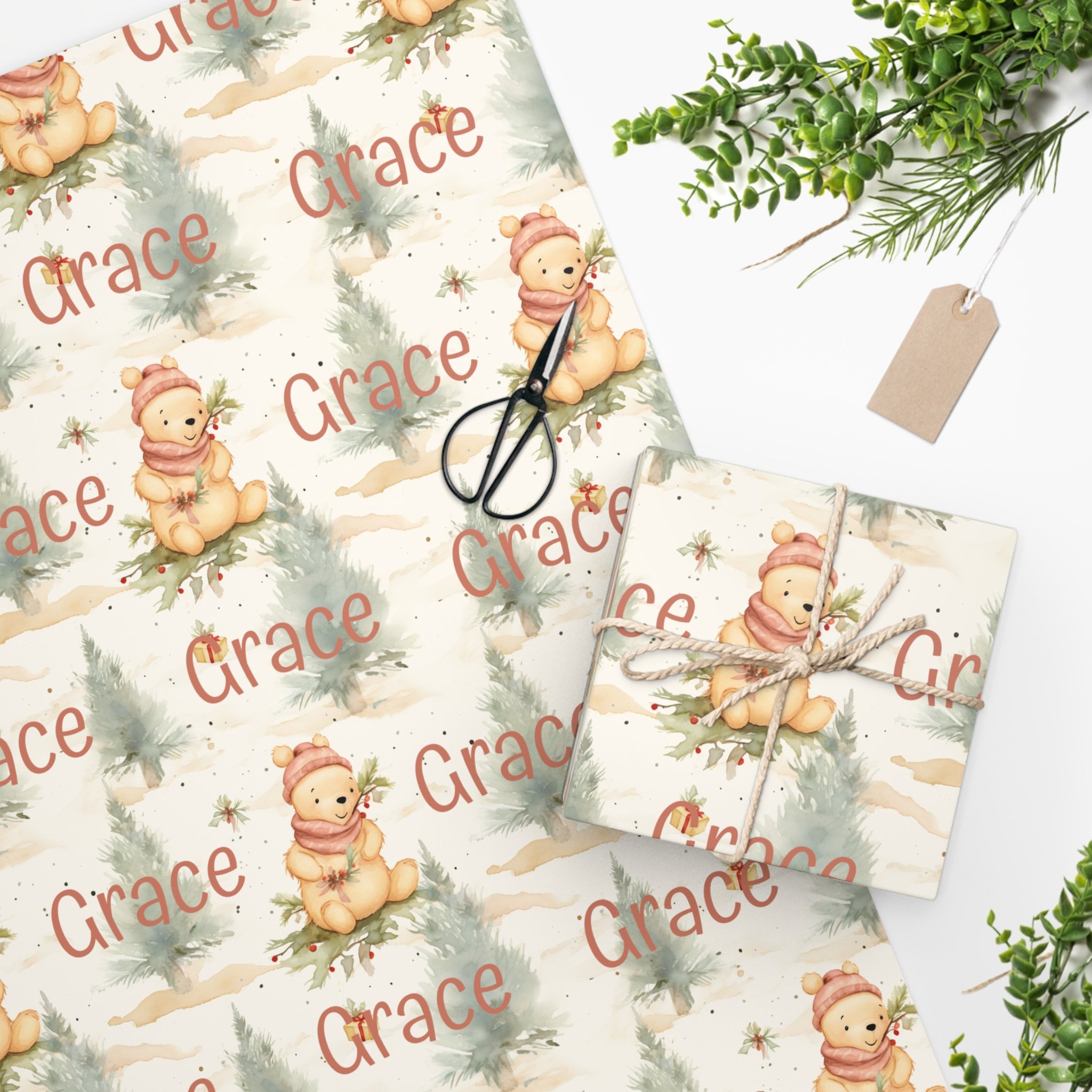 Teddy Bear Letters Wrapping Paper Wrapping Paper, 2 Sheets 20x27