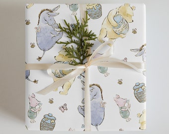 Winnie The Pooh Wrapping Paper for Birthday Gift Paper Wrap for Children Gift Wrapping Customizable Holiday Gift Paper Roll Classic Pooh