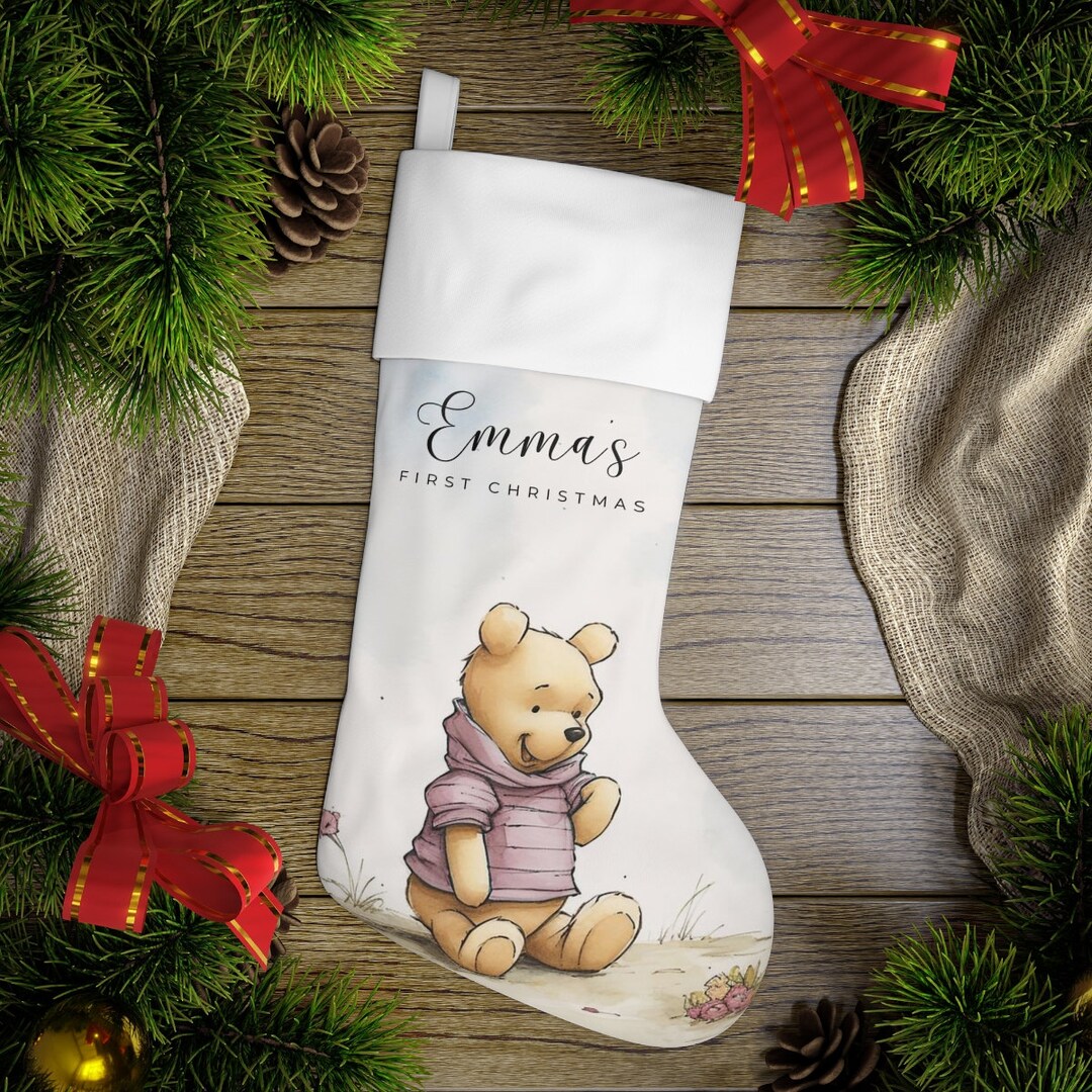 Personalized Stocking Baby Girl Christmas Stocking Classic Pooh Bear
