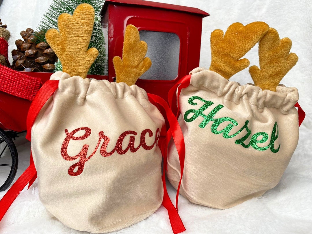 Custom Christmas Candy Bag Christmas Velvet Reindeer Bag Santa Reindeer