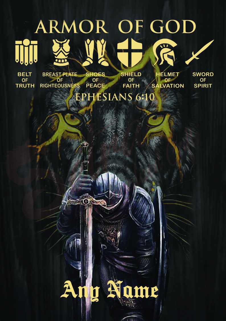 Armor of God Personalised Kneeling Knight Digital Download Etsy