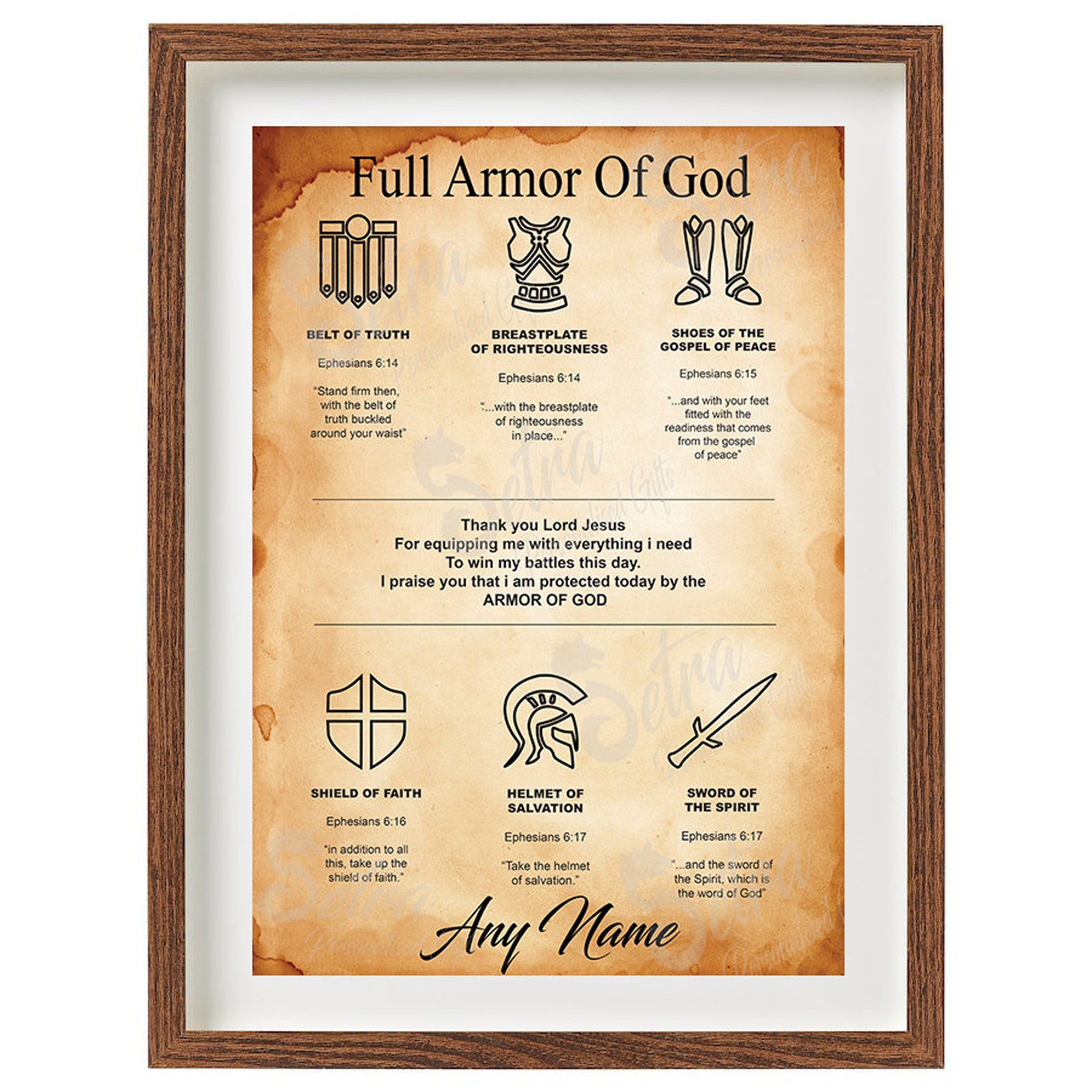 Armor of God Prayer Poster, Personalised Digital Download, the 6 Pieces ...