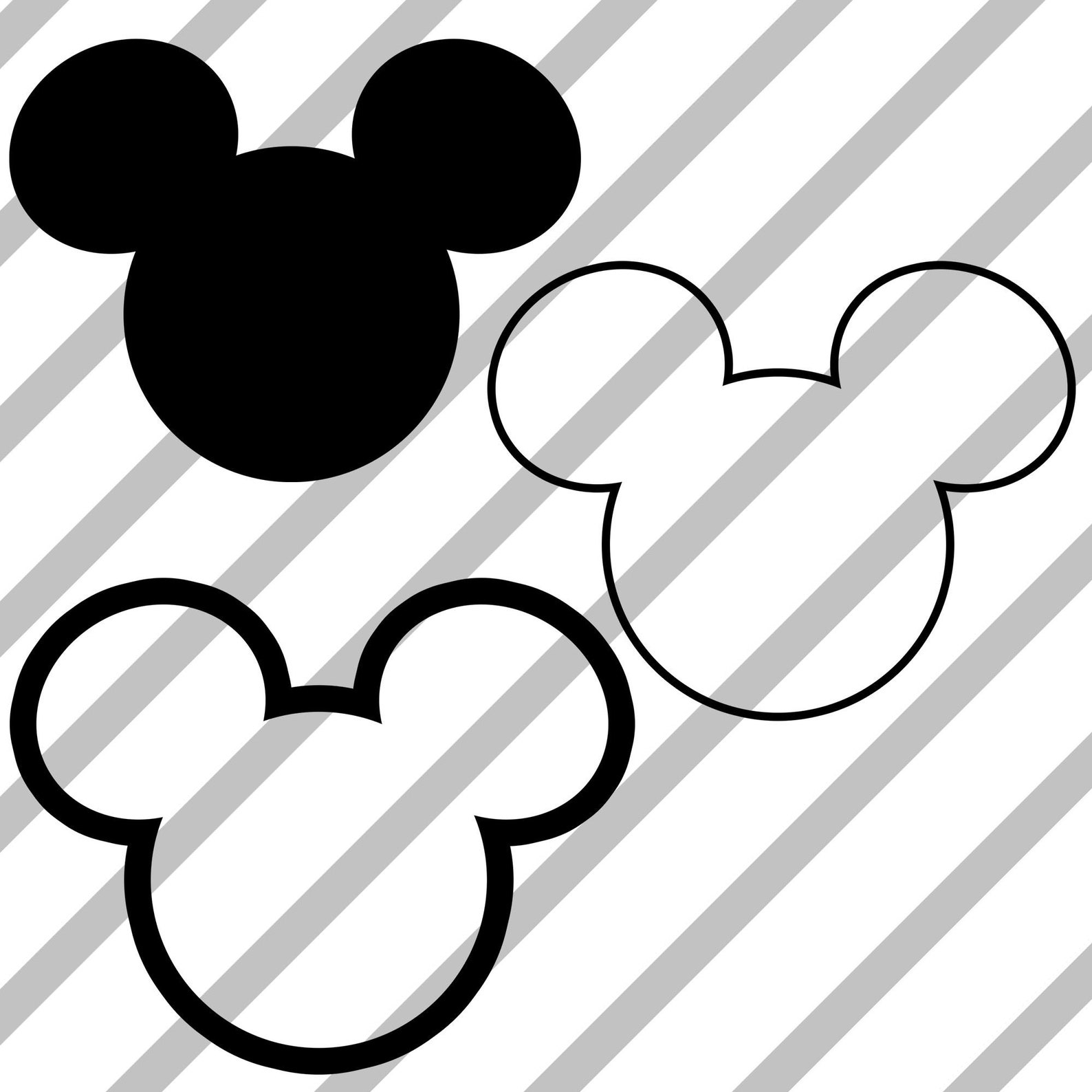 3 Mickey Mouse head templates png dxf eps svg files Glowforge | Etsy