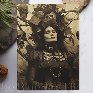 Day of the Dead Manifestation Journal Dark Academia Mindful Lucid Dream Journal, Gift For Sugar Skull Skeleton Lover Dark Romantic Notebook