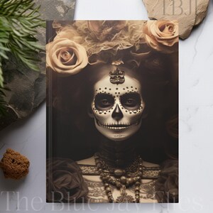 Day of the Dead Manifestation Journal Dark Academia Mindful Lucid Dream Journal, Gift For Sugar Skull Skeleton Lover Dark Romantic Notebook