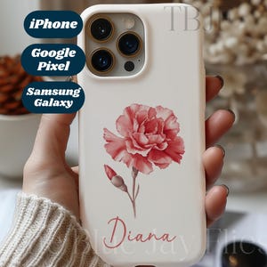 Födelsemånad Blomma Januari Nejlika Personligt Mobilskal iPhone 16 15 14 13 12 Pro Max Pixel 9 8 7 6 Pro Galaxy S25 24 23 22 21 Ultra