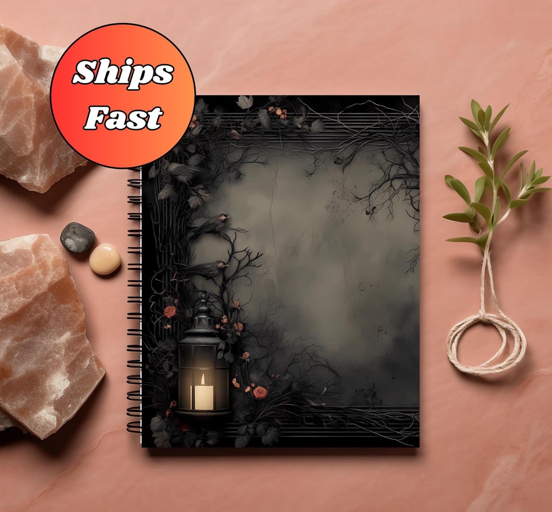 Cryptic Notebook Gothic Lantern and Birds Spiral Notebook - Creepy Cryptid Personal ...