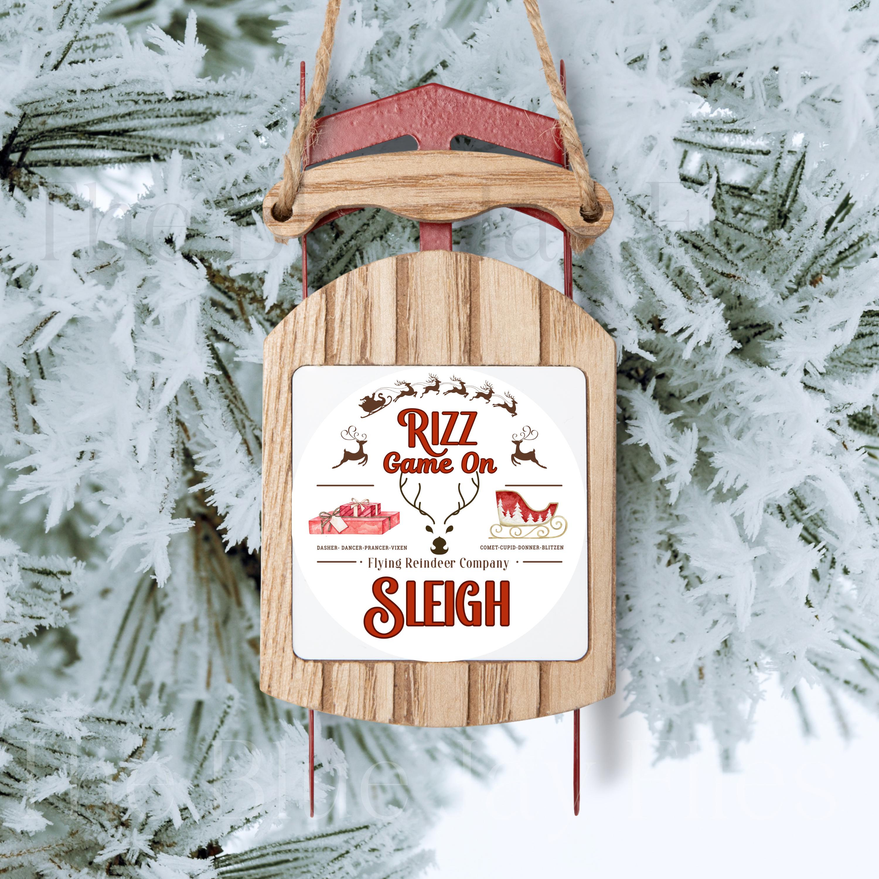 Ornament Rizz Reindeer Rizz Game on Sleigh Sled Ornament, Witty Trendy Christmas ...