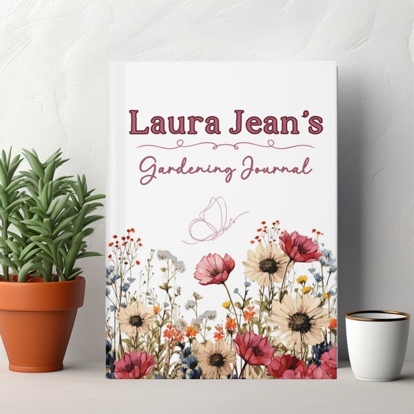 Personalized Wildflower Lover's Hardcover Gardening Journal, Custom Garden Notebook, Handmade Customized Gardener's Gift Idea, Gift for her