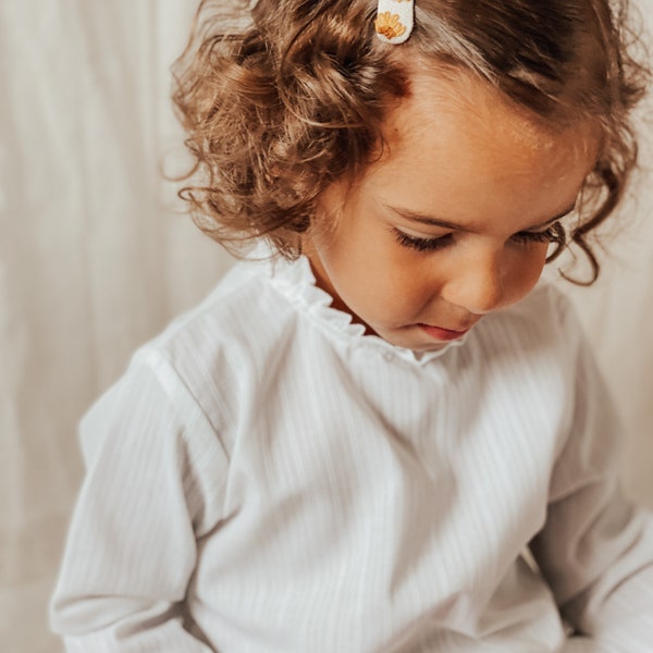 Girl Blouse with mini ruffled collar, girls shirt, cotton blouse for toddler girls, long sleeve shirt