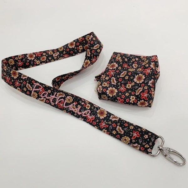 Lanyard, Lanyard + monedero, Monedero, Lanyard + monedero estampado floral