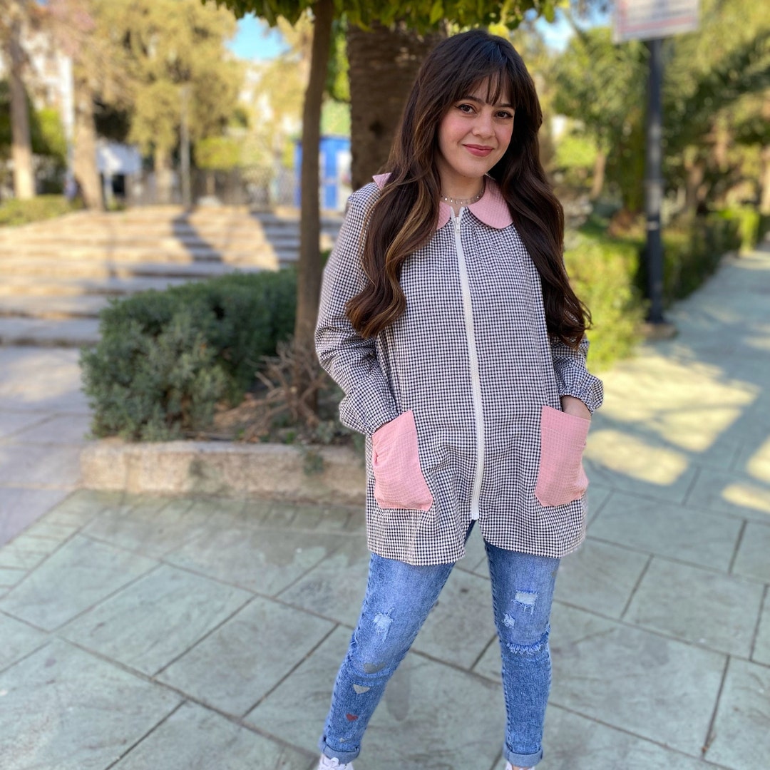 Teacher Smock, Gray Gingham Teacher Smock, Bobo Neck Teacher Smock