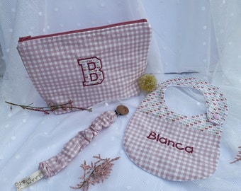 Pack regalo bebé, Neceser personalizado, Babero personalizado, Chupetero, Regalos recién nacidos, Regalos personalizados