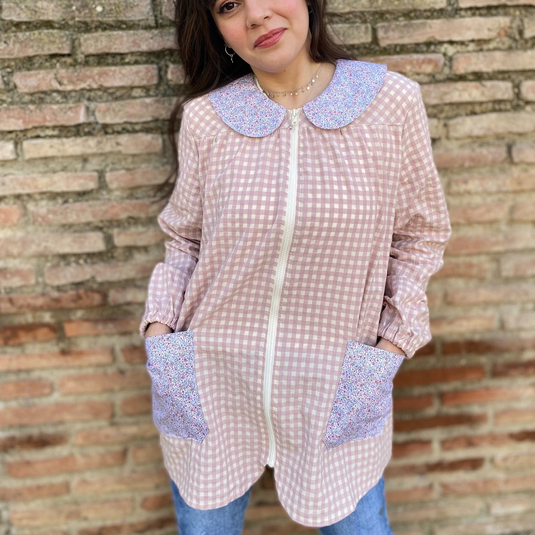Teacher Smock Pink Gingham Teacher Smock Bobo Neck Teacher Etsy